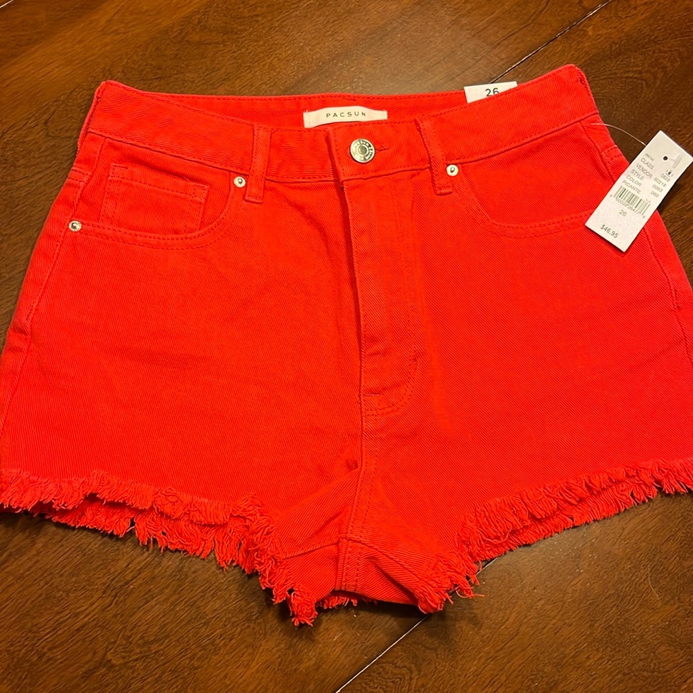 Pacsun red jean shorts